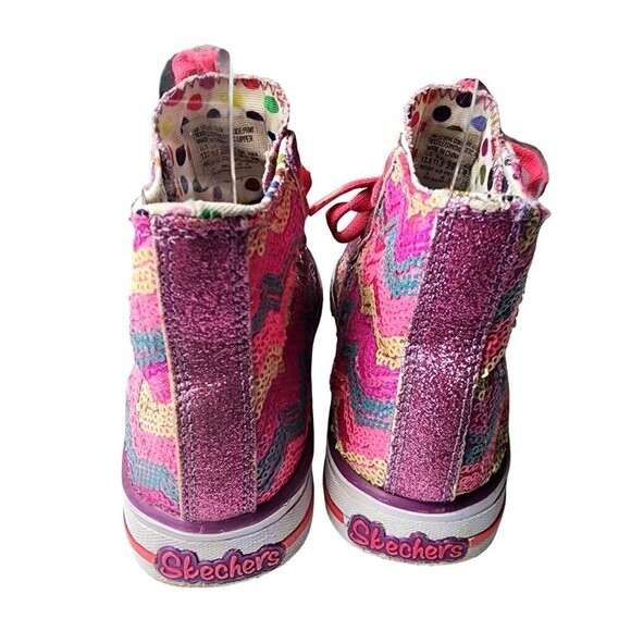 Skechers Twinkle Toes Pink Multi Color Sequins Sparkles High Top Sneakers 12.5 - Picture 5 of 13